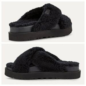 UGG Women's Fuzz Sugar Cross Slide - Black